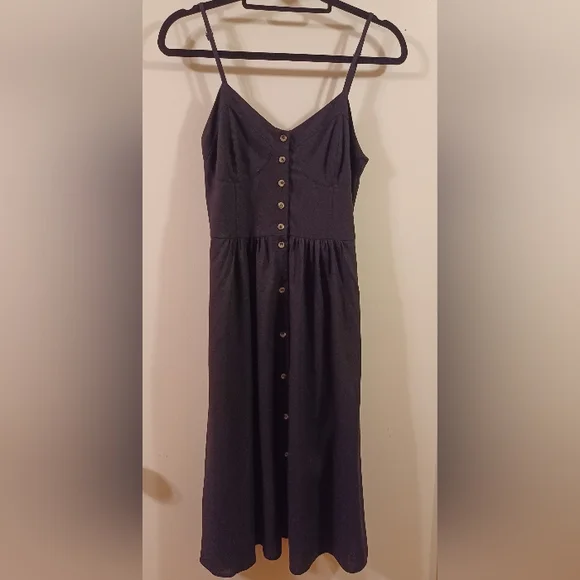 Rolla's Eve Linen dress black button front midi XS - Picture 2 of 10